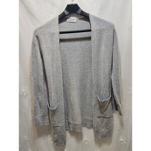 Buddy Basics Womens M/L Gray Cardigan Sweater Fleece Open front Teacher Career